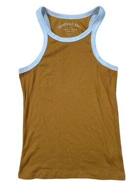 Aero Seriously Soft Womens Heritage Tank Top Medium Gold Ribbed Sleeveless